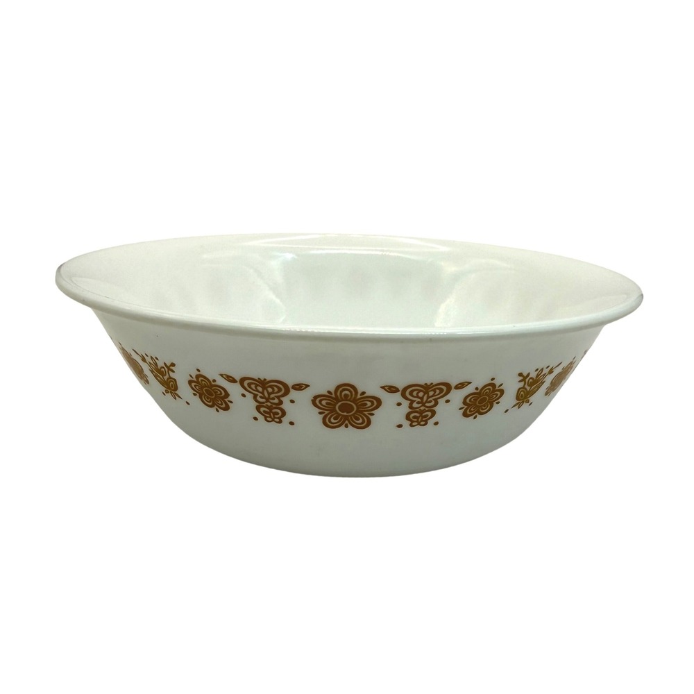 Vintage Corelle Butterfly‎ Gold 6" Cereal Dessert Bowl White Floral 1970s